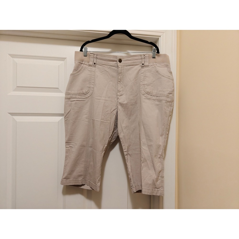 Lee Relaxed Fit Khaki Tan Capri Pants Womens 20W Medium Cotton Blend Cropped